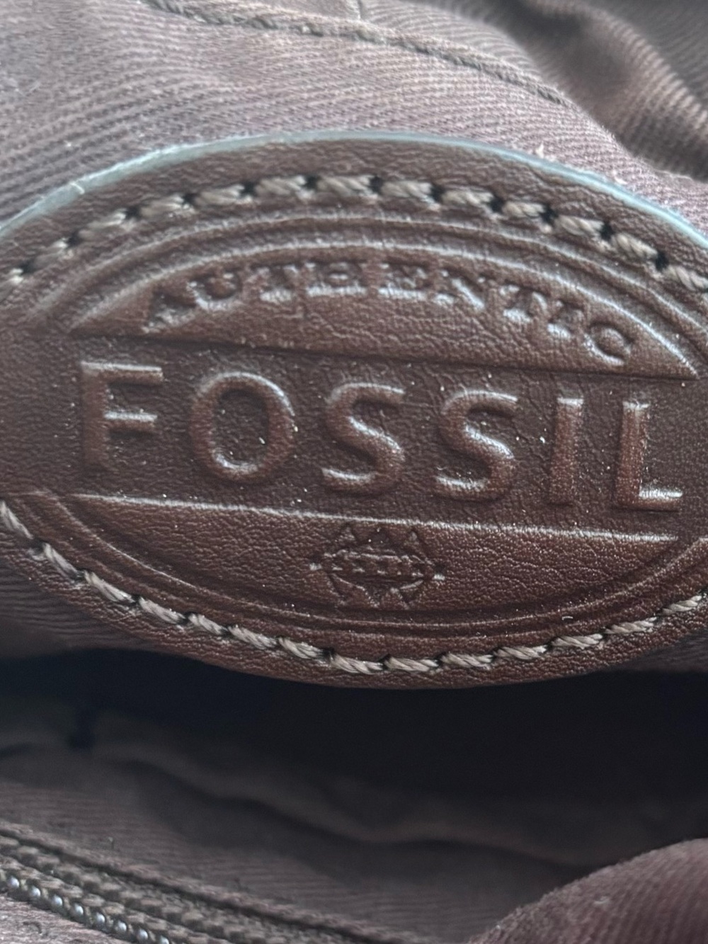 Fossil Tan Canvas Messenger Bag with Brown Leather Strap - Picture 4 of 14